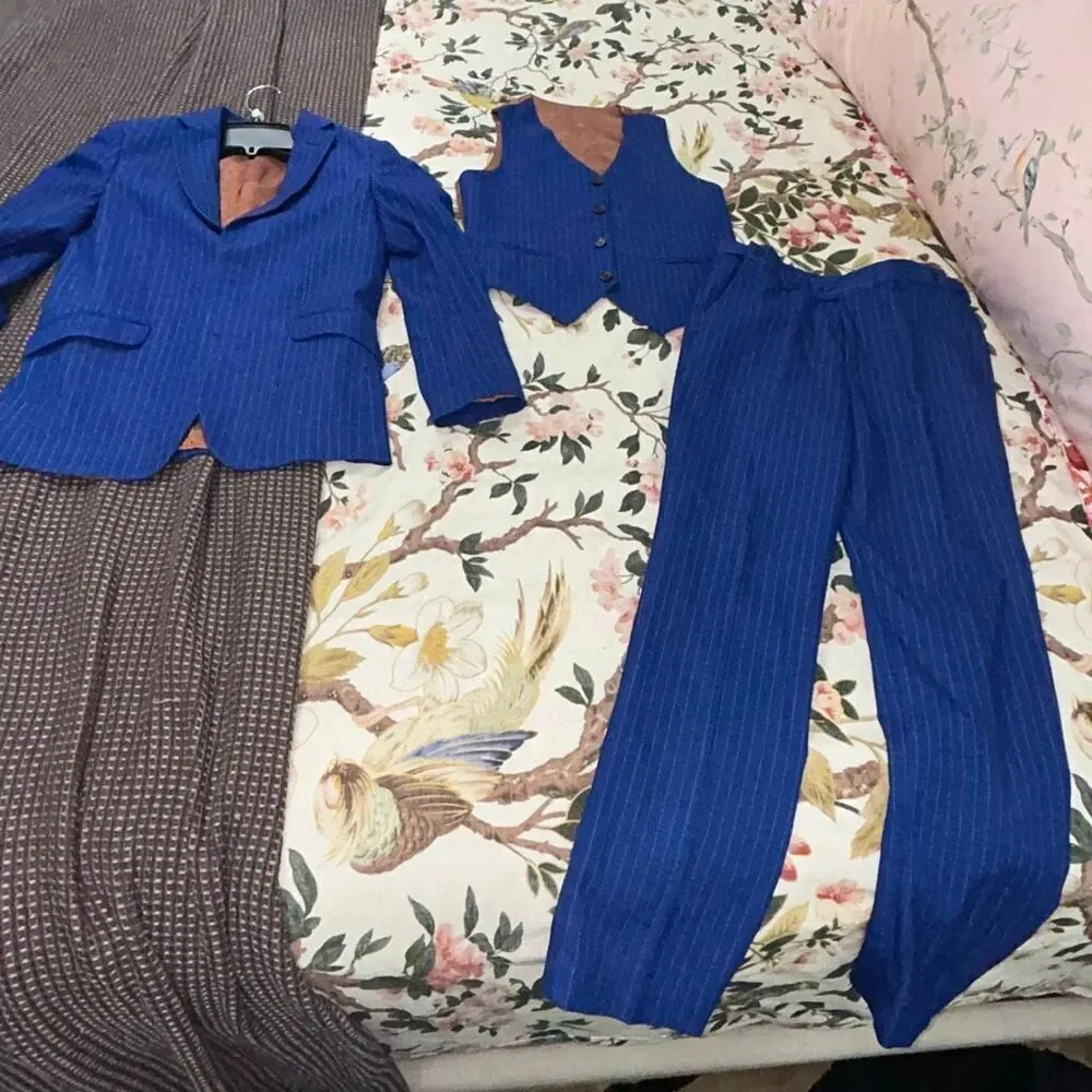 Romano luxury navy blue 3pc big boys suit size 10